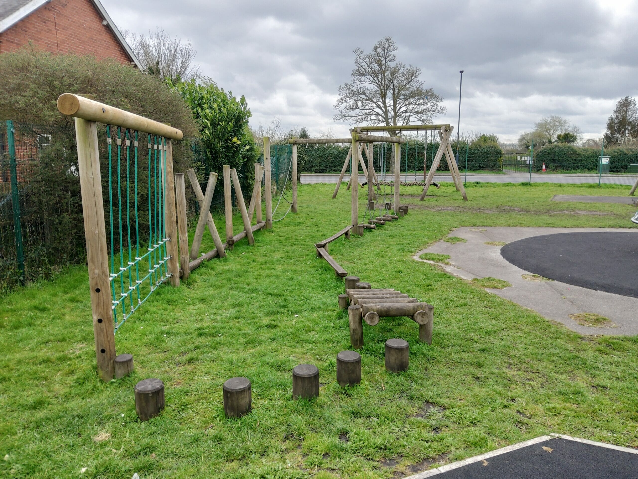 Wooden trim trail at Flaxley Road