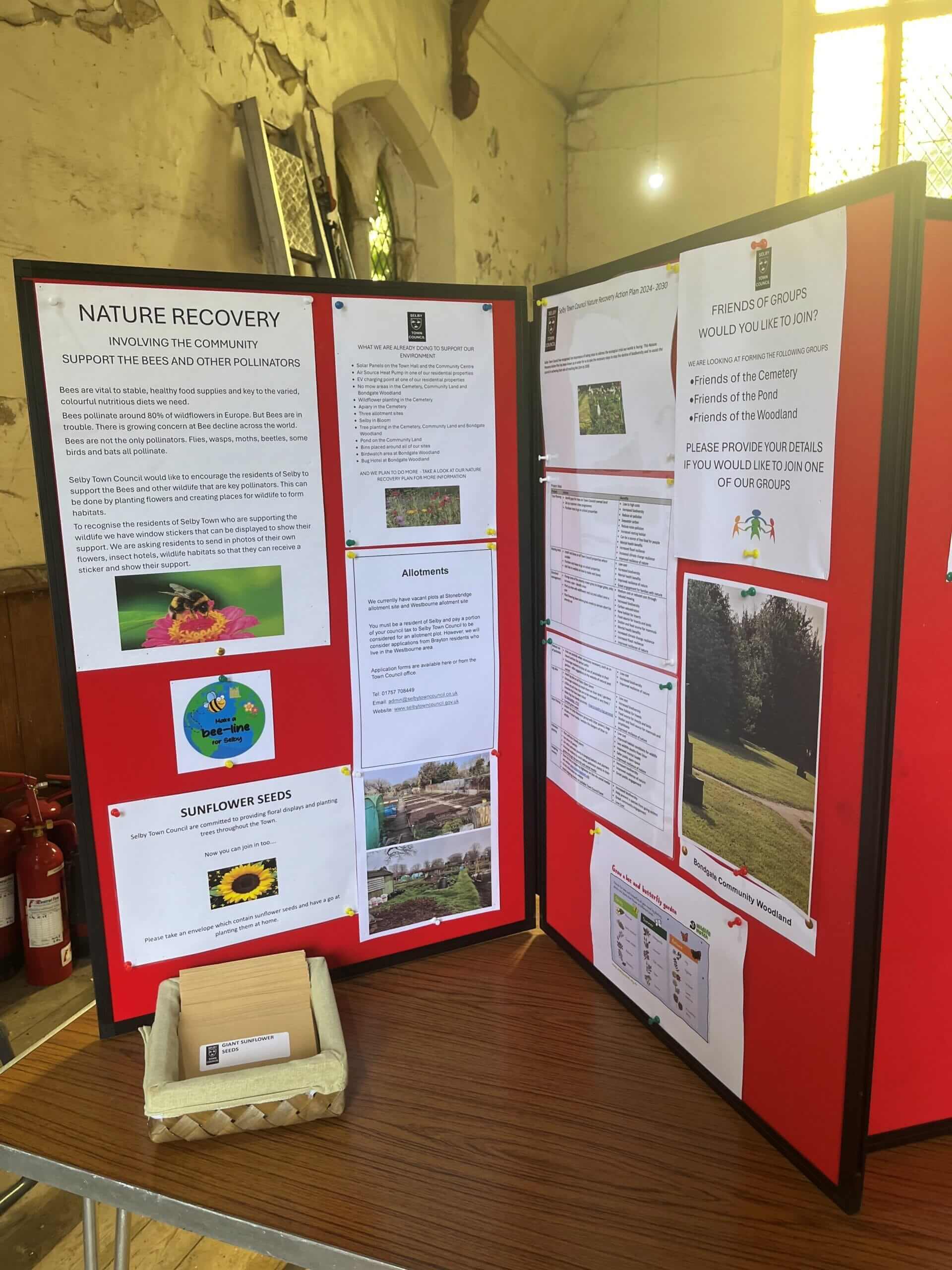 This is a photo of the Nature Recovery information displayed inside the North Chapel