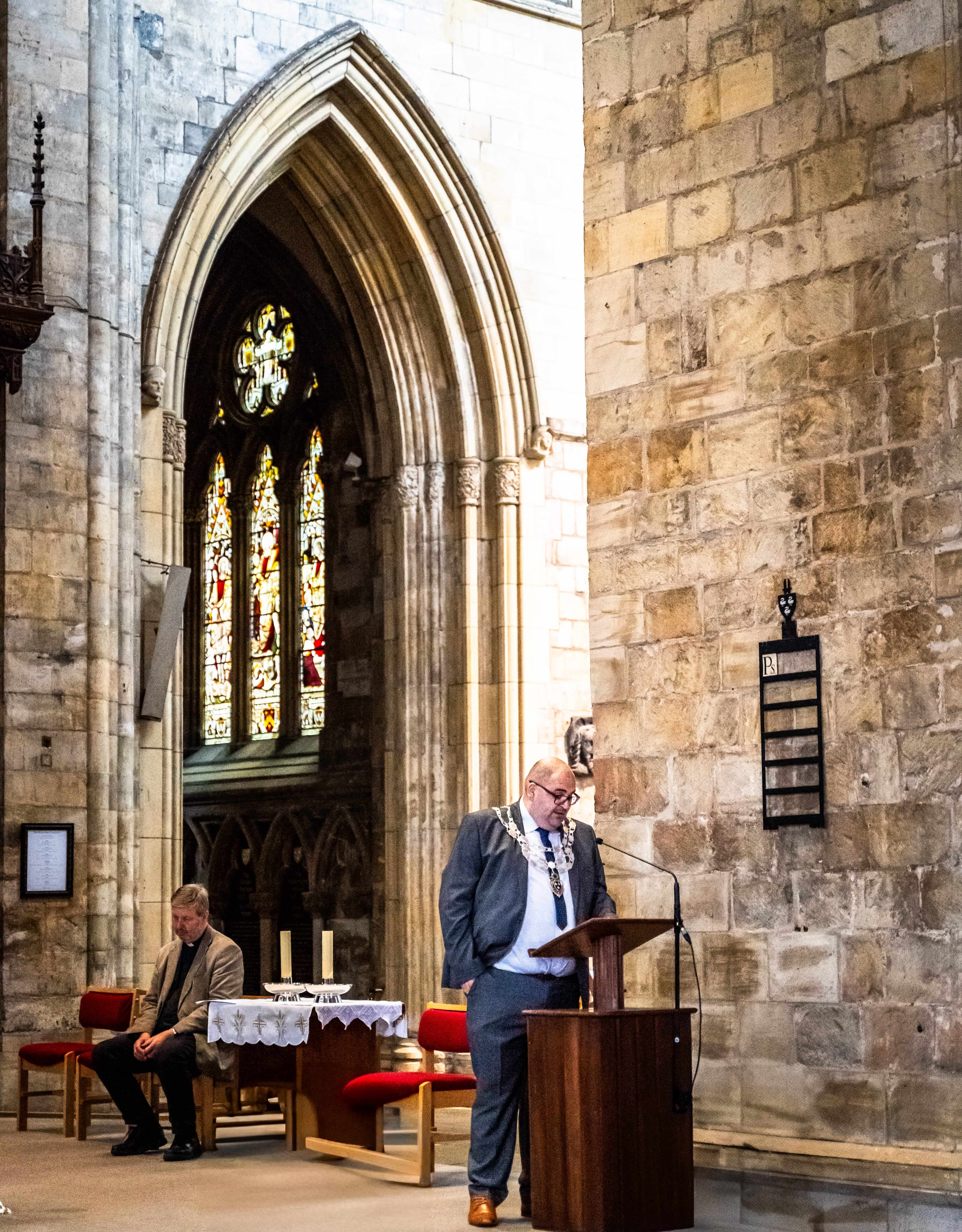 The mayor giving a speech