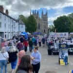 photo of selby abbey on market day