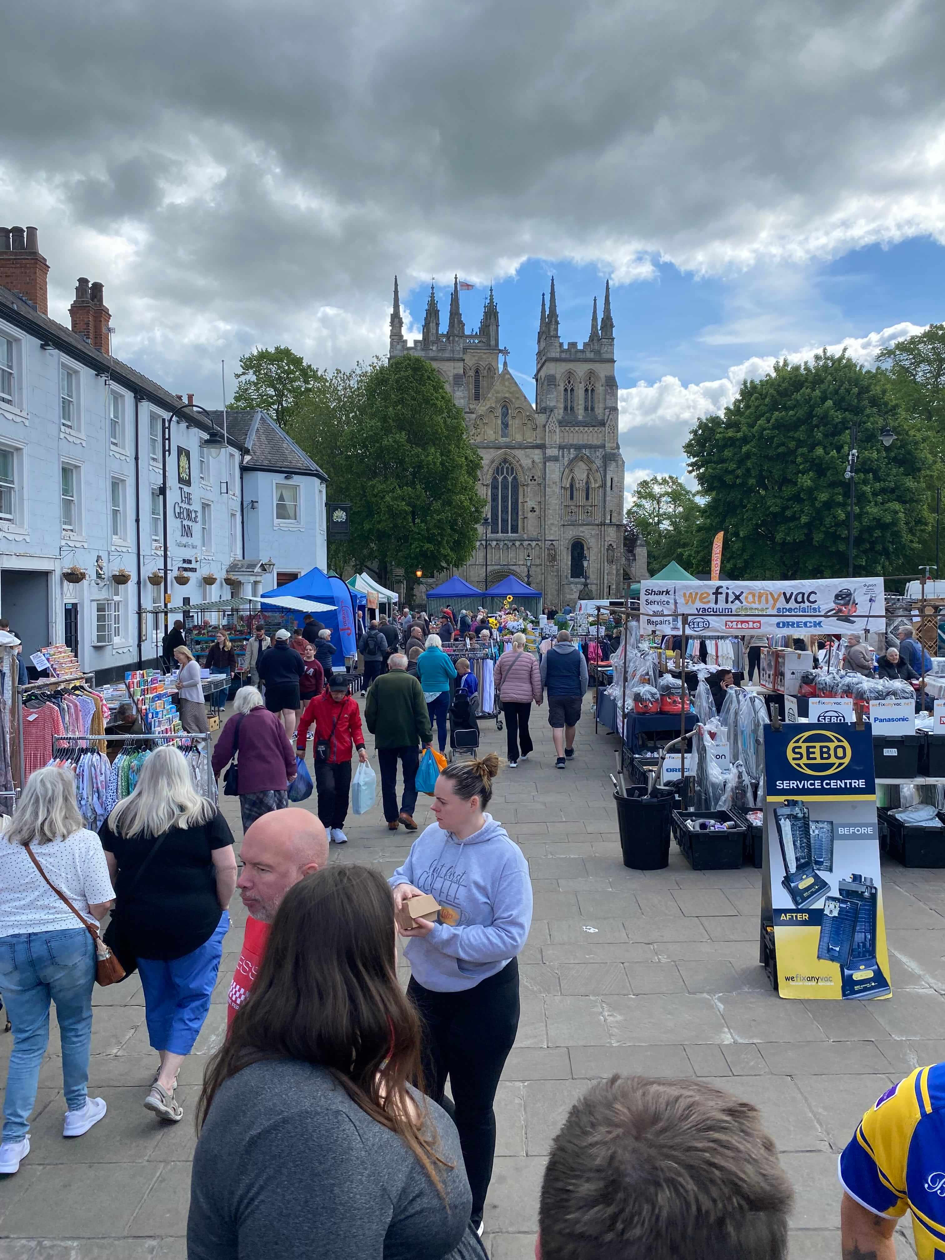 photo of selby abbey on market day